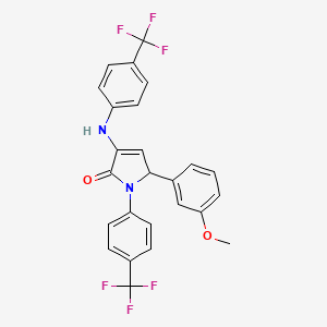 molecular formula C25H18F6N2O2 B12824646 5-(3-Methoxyphenyl)-1-(4-(trifluoromethyl)phenyl)-3-((4-(trifluoromethyl)phenyl)amino)-1,5-dihydro-2h-pyrrol-2-one 