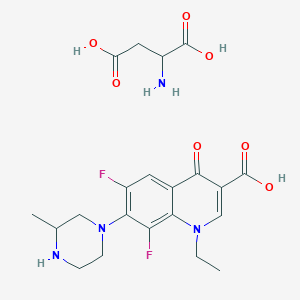 molecular formula C21H26F2N4O7 B12824902 2-Aminobutanedioic acid;1-ethyl-6,8-difluoro-7-(3-methylpiperazin-1-yl)-4-oxoquinoline-3-carboxylic acid 