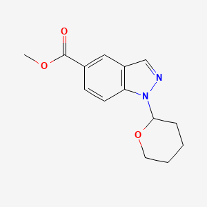 molecular formula C14H16N2O3 B12824988 Methyl 1-(tetrahydro-2H-pyran-2-YL)-1H-indazole-5-carboxylate 