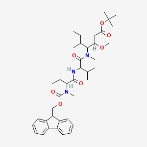 molecular formula C40H59N3O7 B12825023 (5S,8S,11S,12R)-tert-butyl 11-((S)-sec-butyl)-1-(9H-fluoren-9-yl)-5,8-diisopropyl-12-methoxy-4,10-dimethyl-3,6,9-trioxo-2-oxa-4,7,10-triazatetradecan-14-oate 