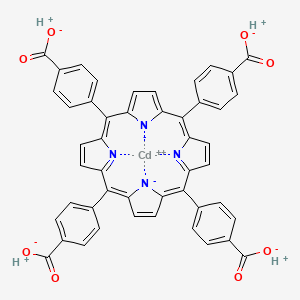 cadmium(2+);hydron;4-[10,15,20-tris(4-carboxylatophenyl)porphyrin-22,24-diid-5-yl]benzoate