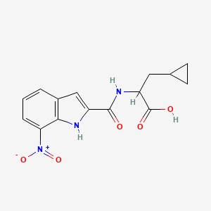 molecular formula C15H15N3O5 B12825282 3-Cyclopropyl-2-(7-nitro-1H-indole-2-carboxamido)propanoic acid 