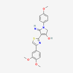 molecular formula C22H21N3O4S B12825350 5-Amino-4-(4-(3,4-dimethoxyphenyl)thiazol-2-yl)-1-(4-methoxyphenyl)-1,2-dihydro-3H-pyrrol-3-one 