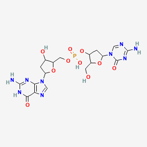 molecular formula C18H24N9O10P B12825397 [(2S,3R,5R)-5-(2-amino-6-oxo-3H-purin-9-yl)-3-hydroxyoxolan-2-yl]methyl [5-(4-amino-2-oxo-1,3,5-triazin-1-yl)-2-(hydroxymethyl)oxolan-3-yl] hydrogen phosphate 