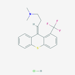 molecular formula C19H19ClF3NS B12825428 Thioxanthene, 9-(3-(dimethylamino)propylidene)-1-trifluoromethyl-, hydrochloride CAS No. 2063-10-7