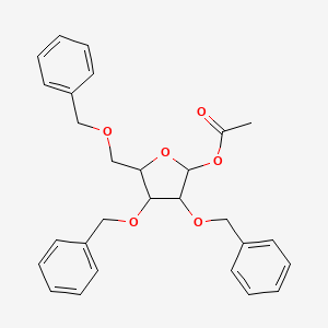 molecular formula C28H30O6 B12825690 (3R,4R,5R)-3,4-Bis(benzyloxy)-5-((benzyloxy)methyl)tetrahydrofuran-2-yl acetate 