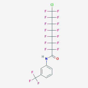 molecular formula C15H5ClF17NO B12825775 8-Chloro-2,2,3,3,4,4,5,5,6,6,7,7,8,8-tetradecafluoro-N-(3-(trifluoromethyl)phenyl)octanamide 