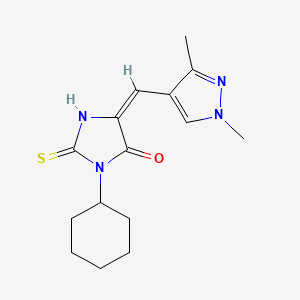 (5E)-3-cyclohexyl-5-[(1,3-dimethyl-1H-pyrazol-4-yl)methylidene]-2-sulfanyl-3,5-dihydro-4H-imidazol-4-one