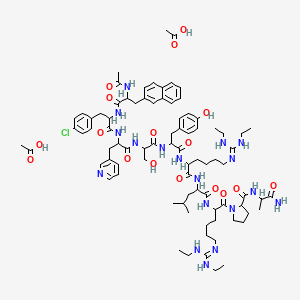 molecular formula C84H121ClN18O17 B12825879 Ac-DL-2Nal-DL-Phe(4-Cl)-DL-3Pal-DL-Ser-DL-Tyr-DL-hArg(Et,Et)-DL-Leu-DL-hArg(Et,Et)-DL-Pro-DL-Ala-NH2.2CH3CO2H 