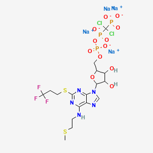 molecular formula C17H21Cl2F3N5Na4O12P3S2 B12825950 tetrasodium;[dichloro(phosphonato)methyl]-[[3,4-dihydroxy-5-[6-(2-methylsulfanylethylamino)-2-(3,3,3-trifluoropropylsulfanyl)purin-9-yl]oxolan-2-yl]methoxy-oxidophosphoryl]oxyphosphinate 