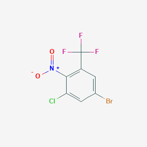 molecular formula C7H2BrClF3NO2 B12825956 Benzene,5-bromo-1-chloro-2-nitro-3-(trifluoromethyl)- 