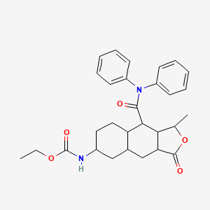 molecular formula C29H34N2O5 B12826000 Ethyl((1R,3aR,4aR,6R,8aR,9S,9aS)-9-(diphenylcarbamoyl)-1-methyl-3-oxododecahydronaphtho[2,3-c]furan-6-yl)carbamate 