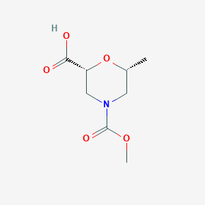 molecular formula C8H13NO5 B12826006 (2R,6R)-4-(Methoxycarbonyl)-6-methylmorpholine-2-carboxylic acid 