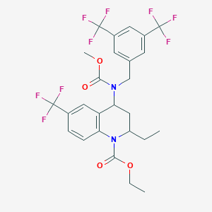 Ethyl 4-[{[3,5-bis(trifluoromethyl)phenyl]methyl}(methoxycarbonyl)amino]-2-ethyl-6-(trifluoromethyl)-3,4-dihydroquinoline-1(2H)-carboxylate