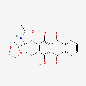 N-[5,12-dihydroxy-2-(2-methyl-1,3-dioxolan-2-yl)-6,11-dioxo-3,4-dihydro-1H-tetracen-2-yl]acetamide