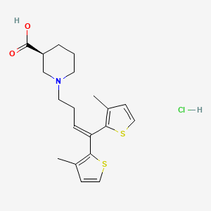 molecular formula C20H26ClNO2S2 B12826159 (3R)-1-[4,4-bis(3-methyl-2-thienyl)but-3-enyl]nipecotic acid hydrochloride 