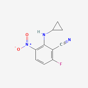 molecular formula C10H8FN3O2 B12826166 2-(Cyclopropylamino)-6-fluoro-3-nitrobenzonitrile 