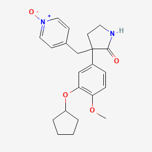 molecular formula C22H26N2O4 B12826310 4-((3-(3-(Cyclopentyloxy)-4-methoxyphenyl)-2-oxopyrrolidin-3-yl)methyl)pyridine 1-oxide 