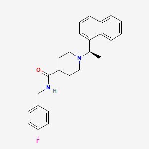 molecular formula C25H27FN2O B12826311 N-[(4-Fluorophenyl)methyl]-1-[(1r)-1-Naphthalen-1-Ylethyl]piperidine-4-Carboxamide 