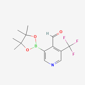 molecular formula C13H15BF3NO3 B12826478 3-(4,4,5,5-Tetramethyl-1,3,2-dioxaborolan-2-yl)-5-(trifluoromethyl)isonicotinaldehyde 