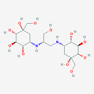 (1S,2S,3R,4S,5S)-1-(hydroxymethyl)-5-[[(2S)-3-hydroxy-2-[[(1S,2S,3R,4S,5S)-2,3,4,5-tetrahydroxy-5-(hydroxymethyl)cyclohexyl]amino]propyl]amino]cyclohexane-1,2,3,4-tetrol