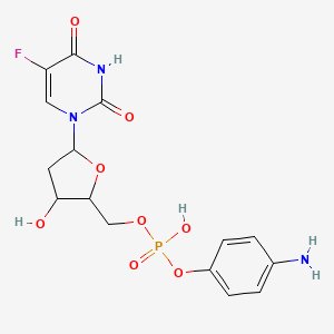 molecular formula C15H17FN3O8P B12826724 (4-Aminophenyl) [5-(5-fluoro-2,4-dioxopyrimidin-1-yl)-3-hydroxyoxolan-2-yl]methyl hydrogen phosphate CAS No. 54397-88-5