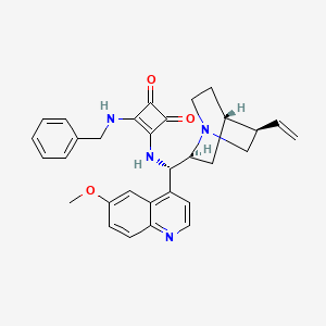 molecular formula C31H32N4O3 B12826971 3-(Benzylamino)-4-(((S)-(6-methoxyquinolin-4-yl)((1S,2S,4S,5R)-5-vinylquinuclidin-2-yl)methyl)amino)cyclobut-3-ene-1,2-dione 