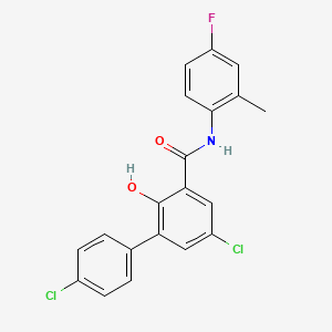 molecular formula C20H14Cl2FNO2 B12827080 Salicylanilide, 5-chloro-3-(4-chlorophenyl)-4'-fluoro-2'-methyl- CAS No. 24283-57-6