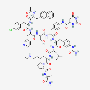 N-[4-[2-[[2-[[2-[[2-[(2-acetamido-3-naphthalen-2-ylpropanoyl)amino]-3-(4-chlorophenyl)propanoyl]amino]-3-pyridin-3-ylpropanoyl]amino]-3-hydroxypropanoyl]amino]-3-[[1-[[1-[[1-[2-[(1-amino-1-oxopropan-2-yl)carbamoyl]pyrrolidin-1-yl]-1-oxo-6-(propan-2-ylamino)hexan-2-yl]amino]-4-methyl-1-oxopentan-2-yl]amino]-3-[4-(carbamoylamino)phenyl]-1-oxopropan-2-yl]amino]-3-oxopropyl]phenyl]-2,6-dioxo-1,3-diazinane-4-carboxamide