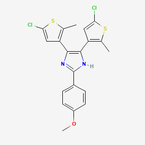 molecular formula C20H16Cl2N2OS2 B12827311 4,5-Bis(5-chloro-2-methylthiophen-3-yl)-2-(4-methoxyphenyl)-1H-imidazole 