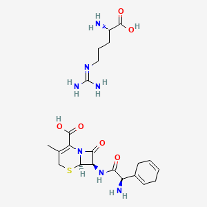 molecular formula C22H33N7O6S B12827475 (6R,7R)-7-[[(2R)-2-amino-2-cyclohexa-1,4-dien-1-ylacetyl]amino]-3-methyl-8-oxo-5-thia-1-azabicyclo[4.2.0]oct-2-ene-2-carboxylic acid;(2S)-2-amino-5-(diaminomethylideneamino)pentanoic acid 