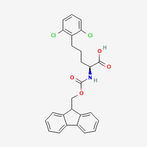 molecular formula C26H23Cl2NO4 B12827617 (S)-2-((((9H-Fluoren-9-yl)methoxy)carbonyl)amino)-5-(2,6-dichlorophenyl)pentanoic acid 