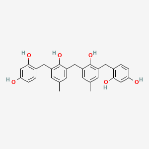 molecular formula C29H28O6 B12827737 4,4'-((Methylenebis(2-hydroxy-5-methyl-3,1-phenylene))bis(methylene))bis(benzene-1,3-diol) 