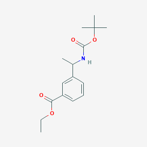 molecular formula C16H23NO4 B12827866 Ethyl 3-(1-((tert-butoxycarbonyl)amino)ethyl)benzoate 