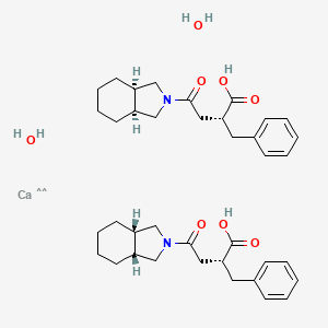 molecular formula C38H54CaN2O8 B12827882 Monocalcium bis[(2S)-2-benzyl-3-(cis-hexahydro isoindolin-2-carbonyl)propionate]dihydrate 