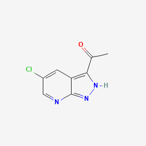 molecular formula C8H6ClN3O B12827915 1-(5-Chloro-1H-pyrazolo[3,4-b]pyridin-3-yl)ethan-1-one 