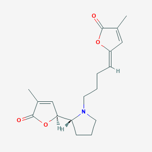 molecular formula C18H23NO4 B12828232 Rel-(Z)-3-methyl-5-(4-((R)-2-((S)-4-methyl-5-oxo-2,5-dihydrofuran-2-yl)pyrrolidin-1-yl)butylidene)furan-2(5H)-one 