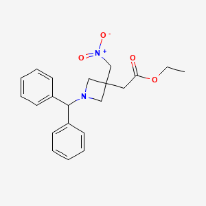 molecular formula C21H24N2O4 B12828333 Ethyl 2-(1-benzhydryl-3-(nitromethyl)azetidin-3-yl)acetate 