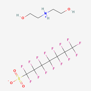 molecular formula C7HF15O3S.C4H11NO2<br>C11H12F15NO5S B12828409 Bis(2-hydroxyethyl)ammonium pentadecafluoroheptane-1-sulphonate CAS No. 70225-15-9