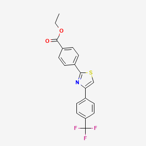 molecular formula C19H14F3NO2S B12828575 Ethyl 4-(4-(4-(trifluoromethyl)phenyl)thiazol-2-yl)benzoate 