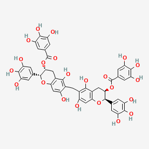 molecular formula C45H36O22 B12828927 (2R,2'R,3R,3'R)-6,6'-Methylenebis(5,7-dihydroxy-2-(3,4,5-trihydroxyphenyl)chroman-6,3-diyl) bis(3,4,5-trihydroxybenzoate) 