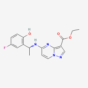 molecular formula C17H17FN4O3 B12829055 Ethyl (R)-5-((1-(5-fluoro-2-hydroxyphenyl)ethyl)amino)pyrazolo[1,5-a]pyrimidine-3-carboxylate 