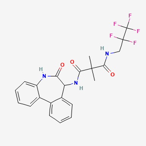 molecular formula C22H20F5N3O3 B12829078 2,2-dimethyl-N-[(7S)-6-oxo-5,7-dihydrobenzo[d][1]benzazepin-7-yl]-N'-(2,2,3,3,3-pentafluoropropyl)propanediamide 