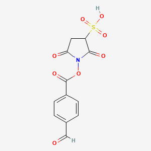 molecular formula C12H9NO8S B12829097 1-((4-Formylbenzoyl)oxy)-2,5-dioxopyrrolidine-3-sulfonic acid 