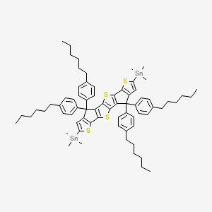 molecular formula C70H88S4Sn2 B12829129 trimethyl-[3,3,13,13-tetrakis(4-hexylphenyl)-16-trimethylstannyl-7,10,17,20-tetrathiahexacyclo[9.9.0.02,9.04,8.012,19.014,18]icosa-1(11),2(9),4(8),5,12(19),14(18),15-heptaen-6-yl]stannane 