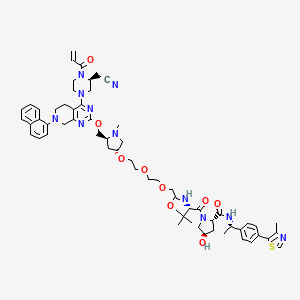 (2S,4R)-1-((S)-2-(2-(2-(2-(((3R,5S)-5-(((4-((S)-4-Acryloyl-3-(cyanomethyl)piperazin-1-yl)-7-(naphthalen-1-yl)-5,6,7,8-tetrahydropyrido[3,4-d]pyrimidin-2-yl)oxy)methyl)-1-methylpyrrolidin-3-yl)oxy)ethoxy)ethoxy)acetamido)-3,3-dimethylbutanoyl)-4-hydroxy-N-