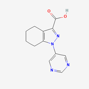 molecular formula C12H12N4O2 B12829312 1-(Pyrimidin-5-yl)-4,5,6,7-tetrahydro-1H-indazole-3-carboxylic acid 