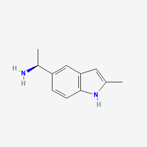 molecular formula C11H14N2 B12829325 (S)-1-(2-Methyl-1h-indol-5-yl)ethan-1-amine 