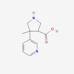 molecular formula C11H14N2O2 B12829337 4-Methyl-4-(pyridin-3-yl)pyrrolidine-3-carboxylic acid 