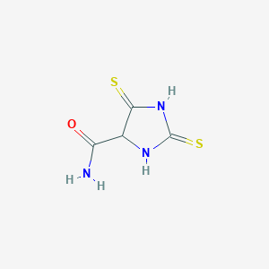 molecular formula C4H5N3OS2 B12829341 2,5-Dithioxoimidazolidine-4-carboxamide 